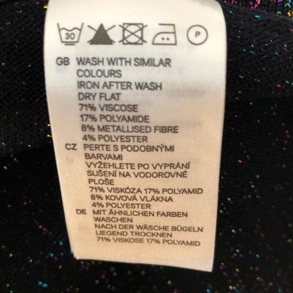 H&M Glitter Bodycon Dress Black/Rainbow Size M - Picture 7 of 7